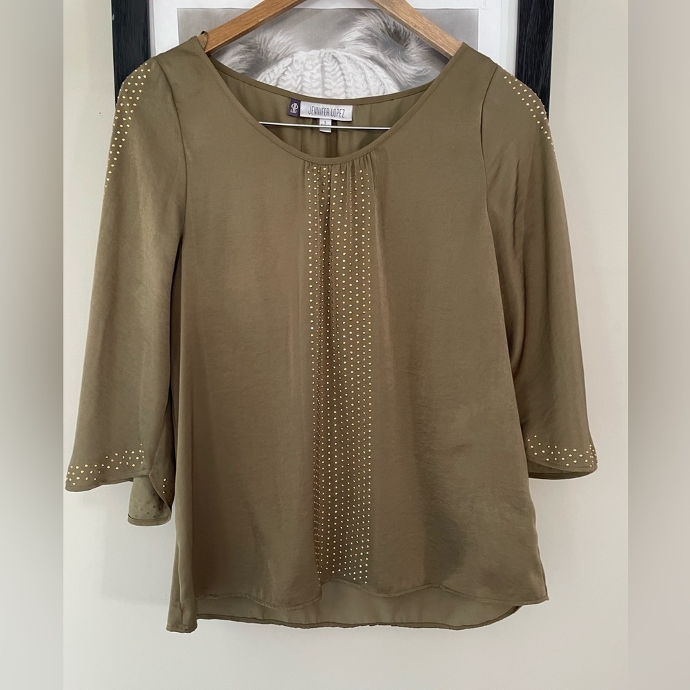 Jennifer Lopez olive green shirt size S women